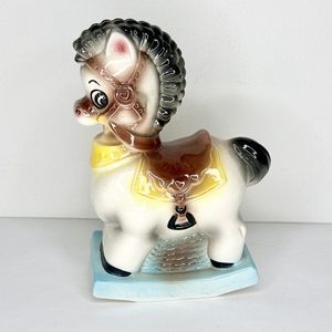 Vintage Rocking Horse Pony Bank Gilner Mold G-618‎ Stan 1968 Piggy Bank 8” Tall